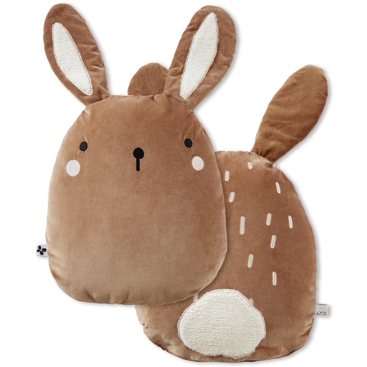 Coussin en velours coton Pompon le petit lapin marron, EDEN