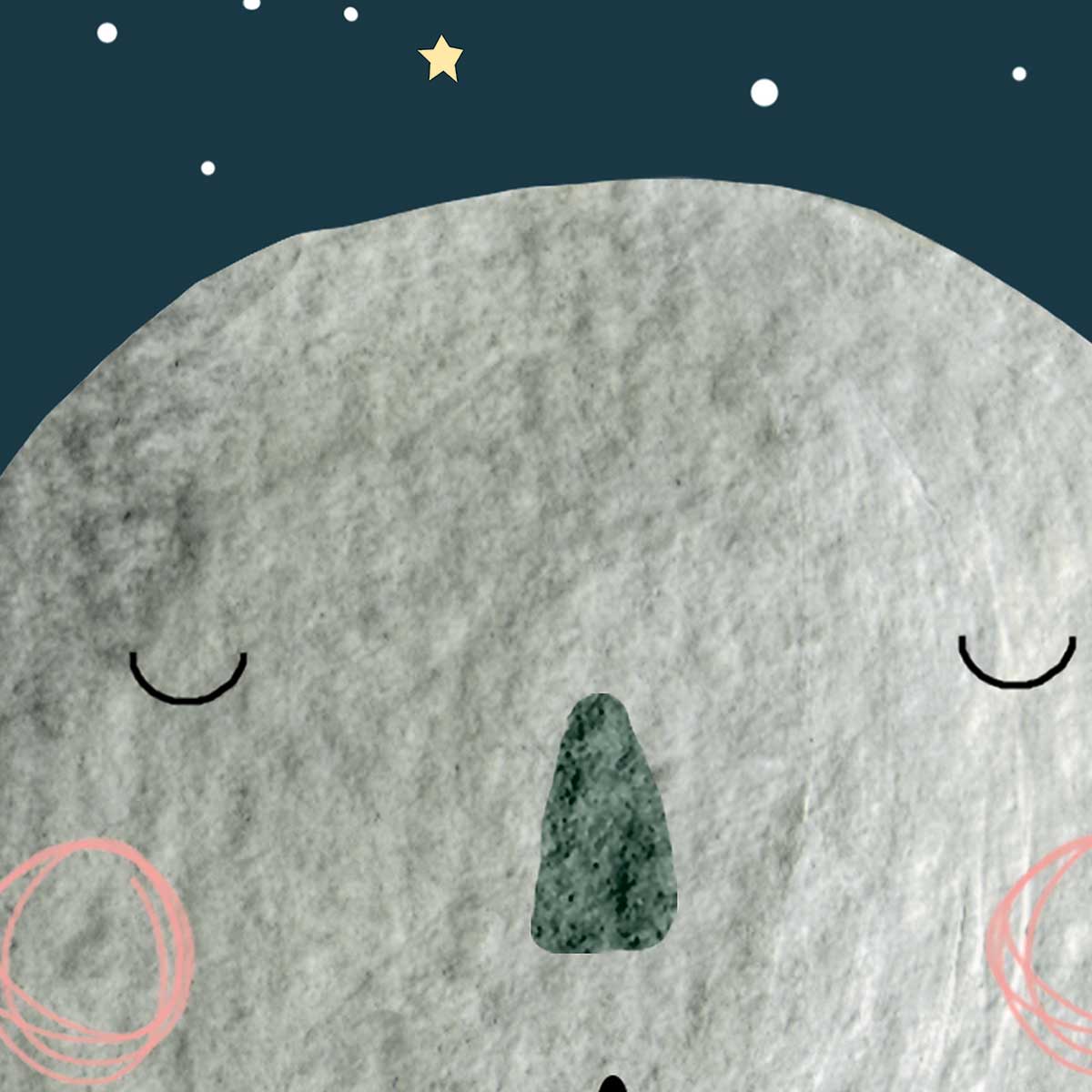 Tableau gris lune pour enfant toile imprimée, HEXOA
