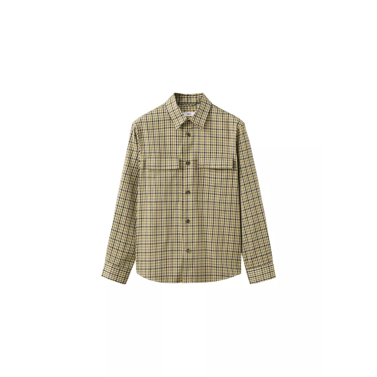 Veste boutons imprimé à carreaux olive, MANGO MAN