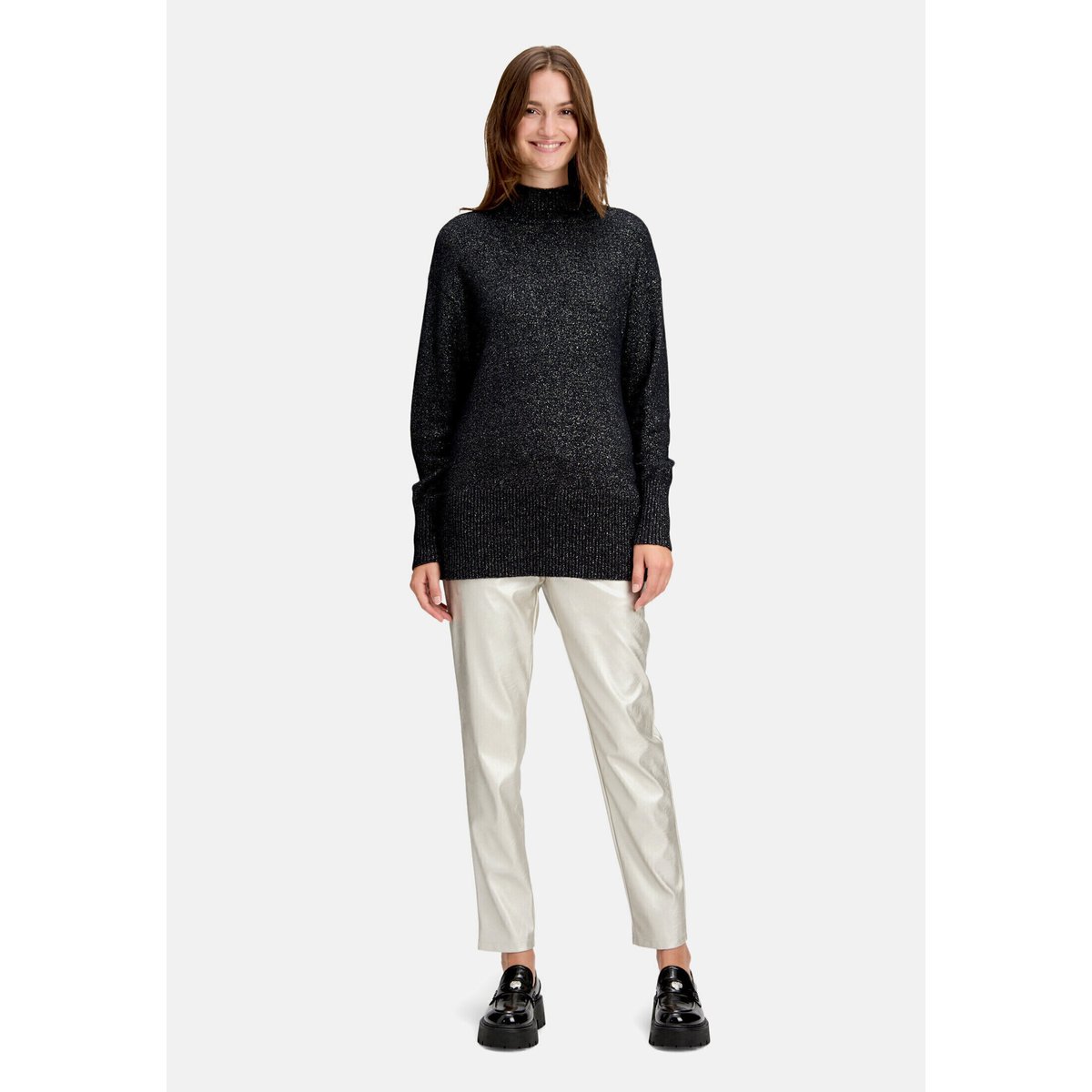 Pull-over en maille à fils de fil textile noir, BETTY & CO
