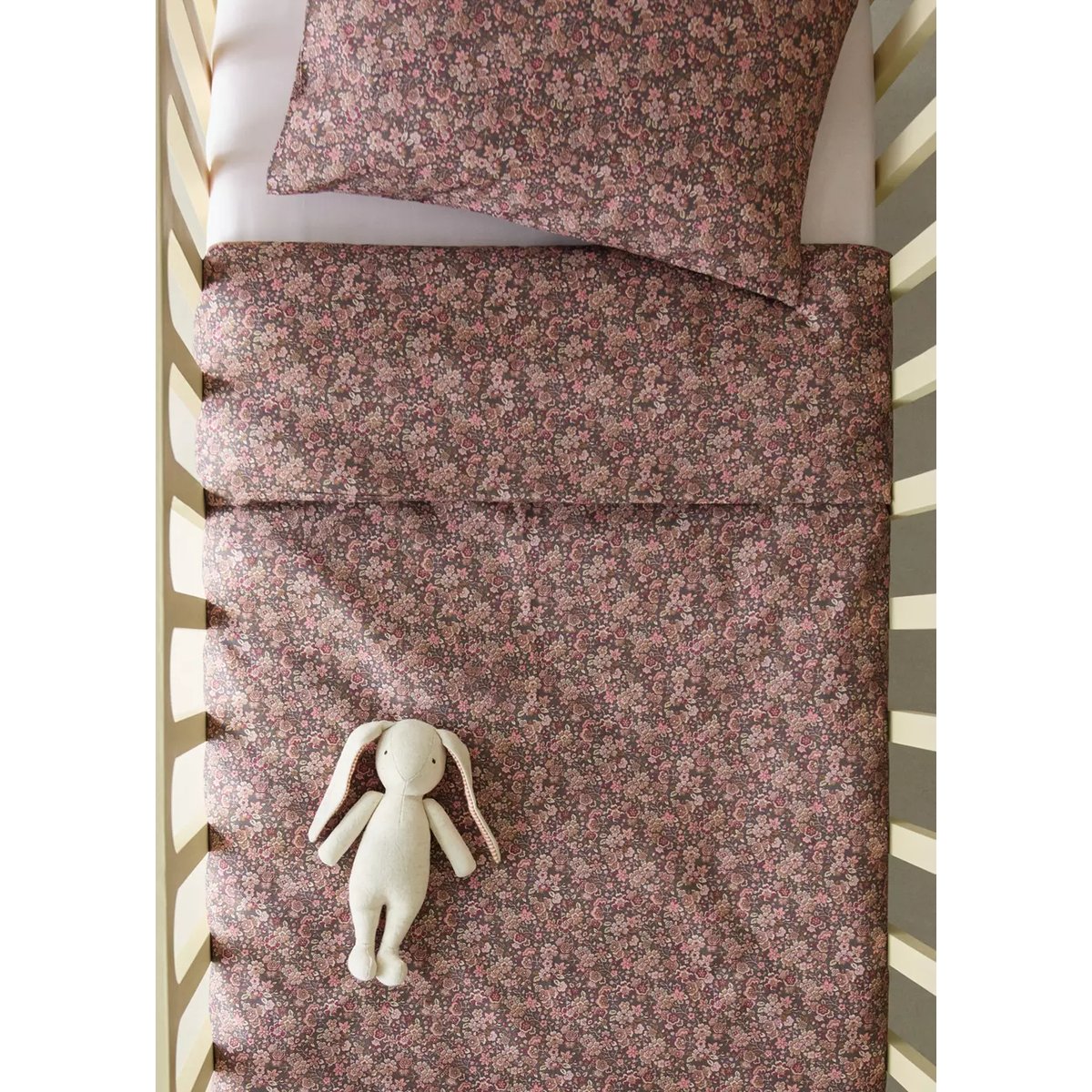 Housse de couette berceau 100 % coton floral prune, MANGO HOME