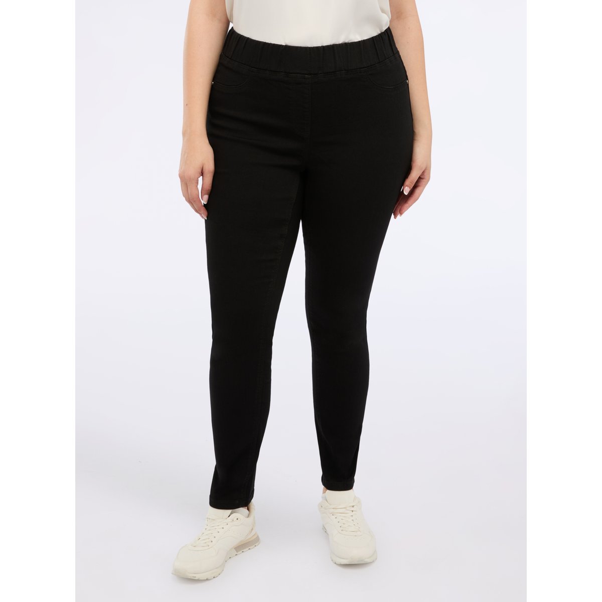 Jeggings tout noir avec taille élastiquée noir, FIORELLA RUBINO