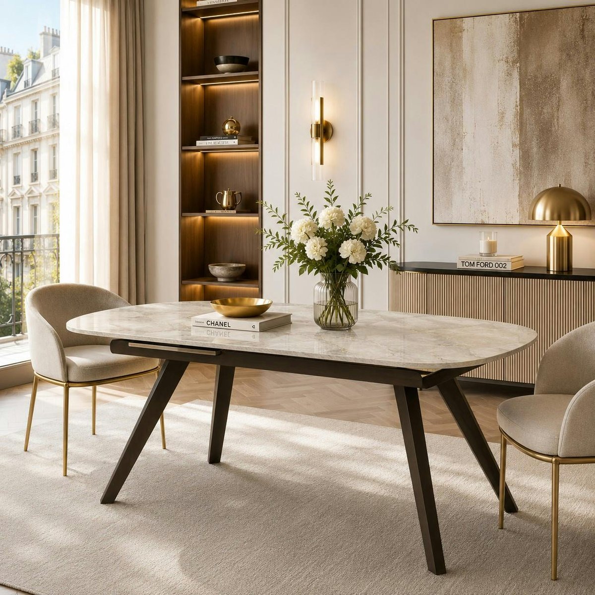 Table en céramique extensible 4 à 6 places LORA pierre, PIER IMPORT
