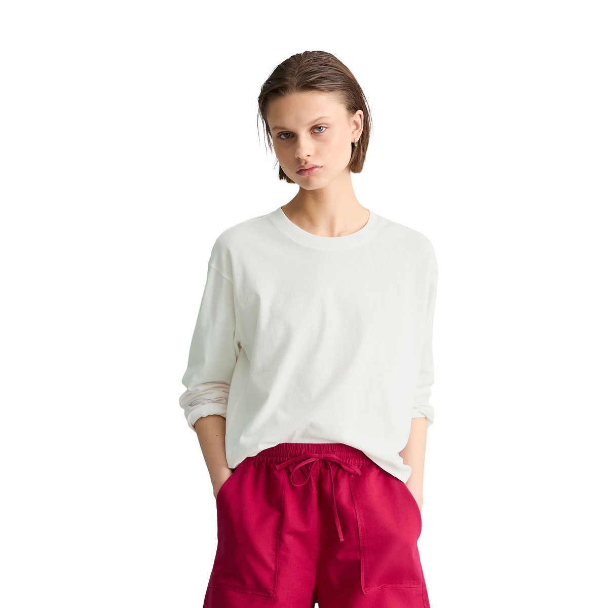 T-shirt long relaxed en coton organique blanc, MARC O’POLO DENIM