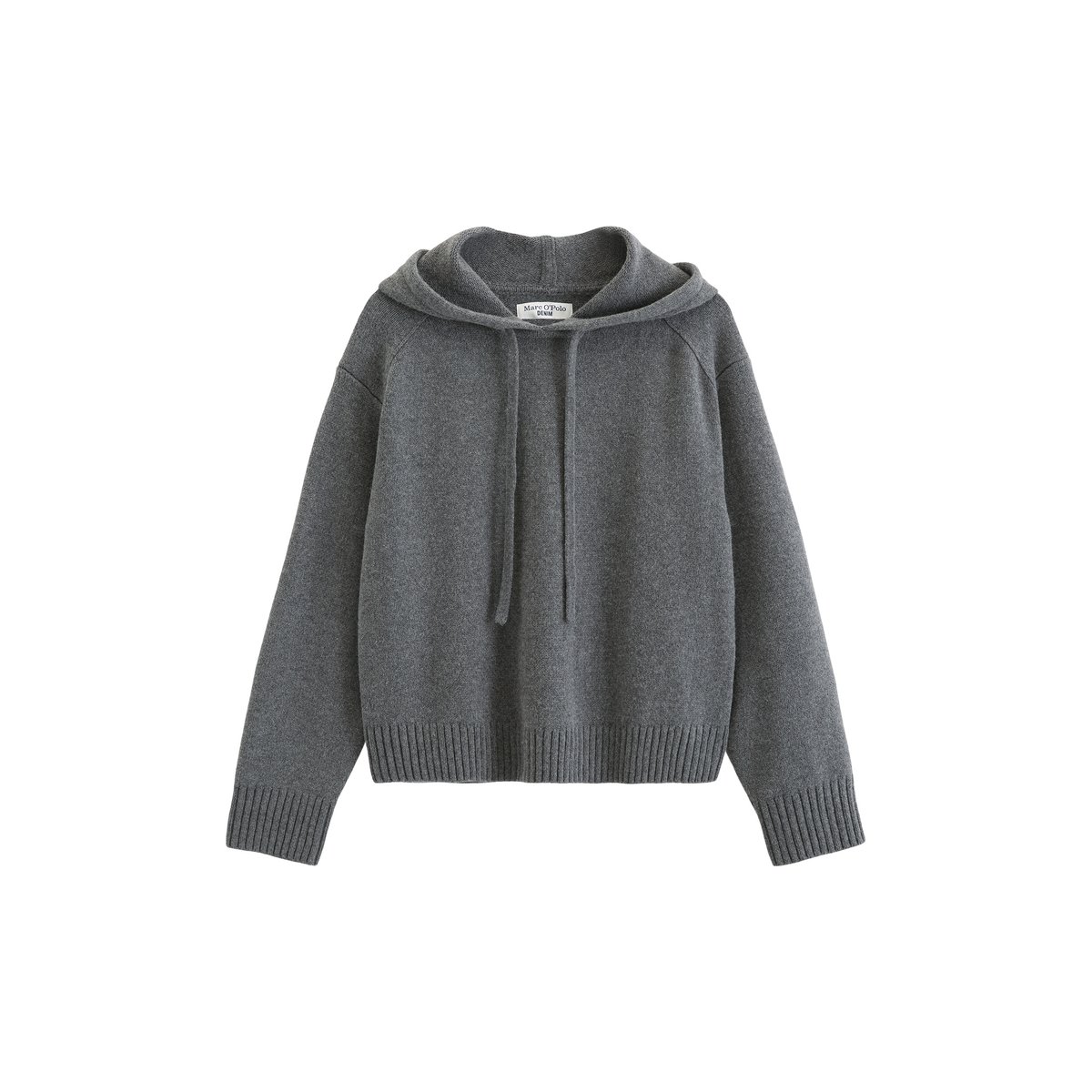 Sweat à capuche en maille, coupe décontractée en mélange de laine doux gris, MARC O’POLO DENIM