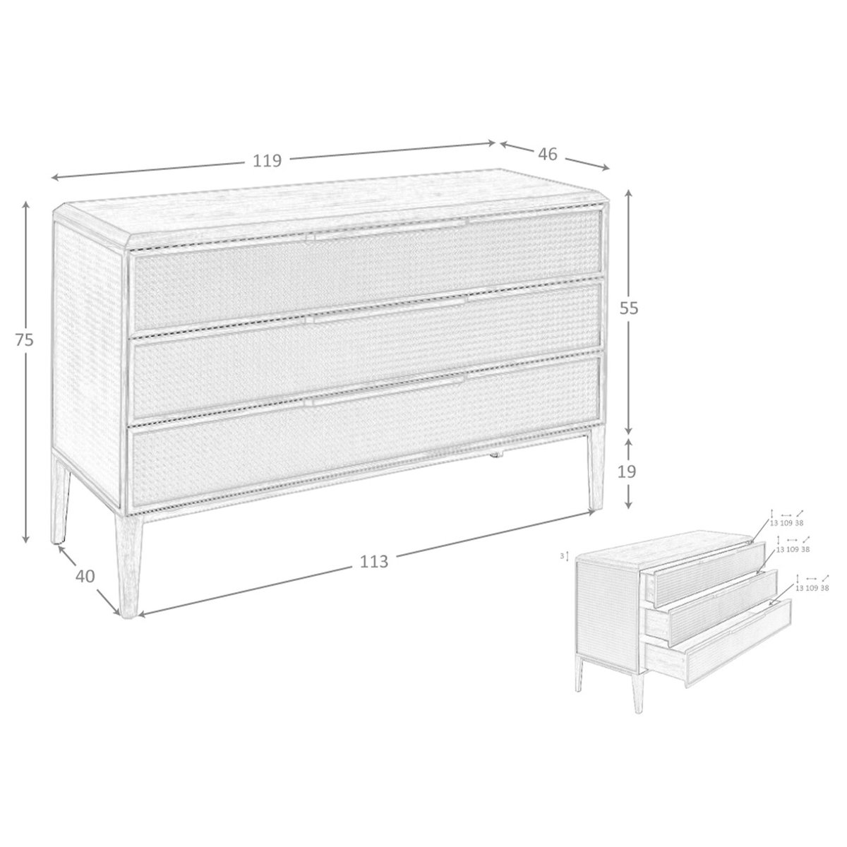 Commode en pvc foncé et noyer vert foncé | noyer, ANGEL CERDA