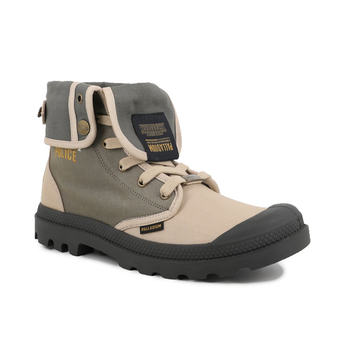 Baskets montantes en coton BAGGY HAWKINS POLICE vert-dusky green, PALLADIUM