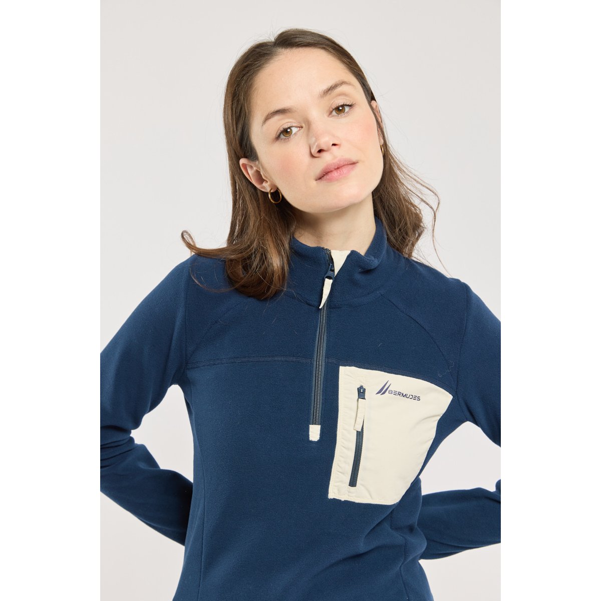 Sweat polaire zippé en Micropolaire Polartec® MOLENE navy, BERMUDES
