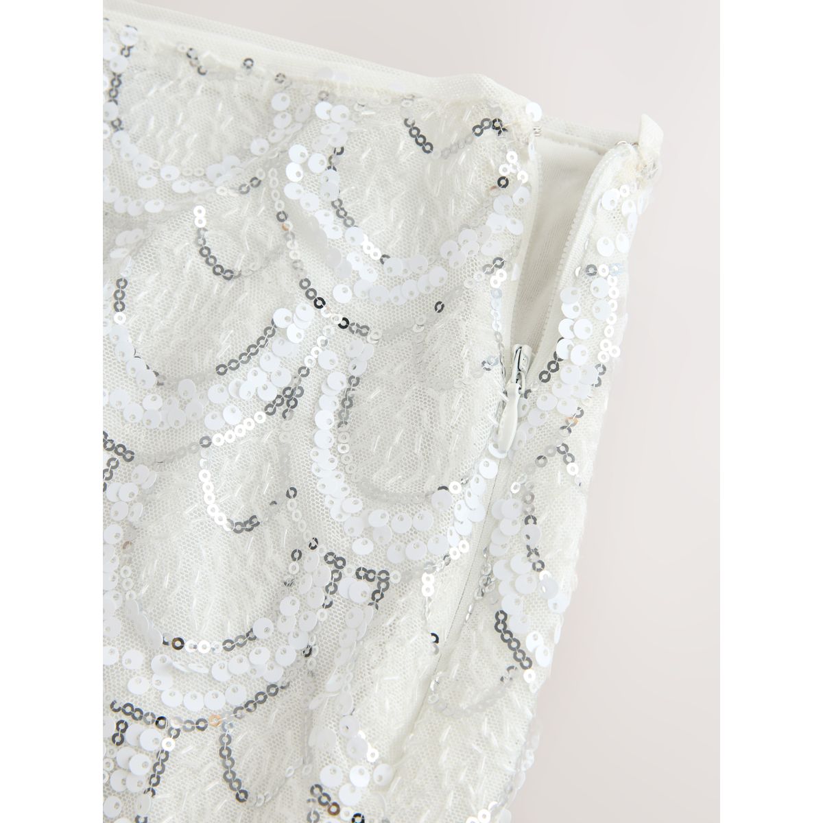 Jupe courte de mariée à sequins blanc/argent, NEXT