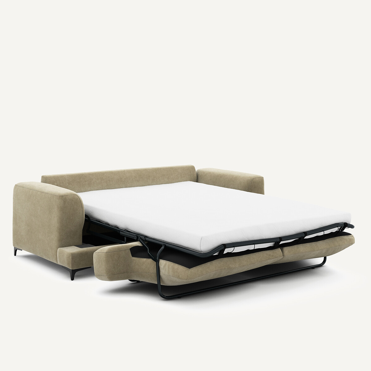 Canapé 3P convertible velours stonewashed, Marsile gris shiitaké, AM.PM