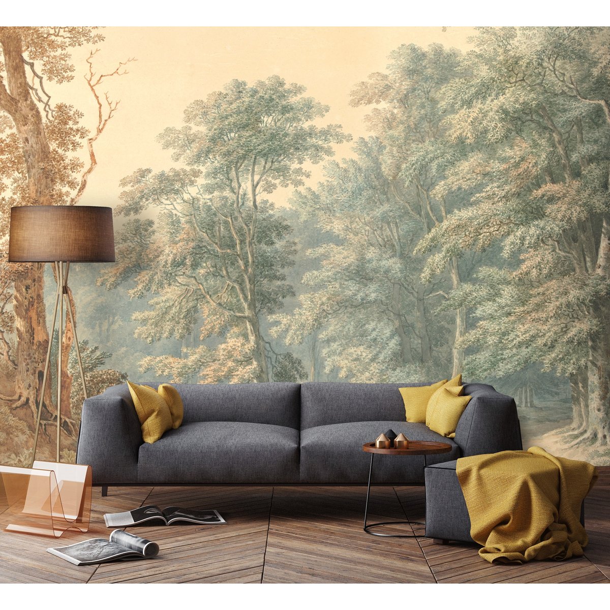 Papier peint panoramique XXL Vallée bucolique vert, ART FOR THE HOME