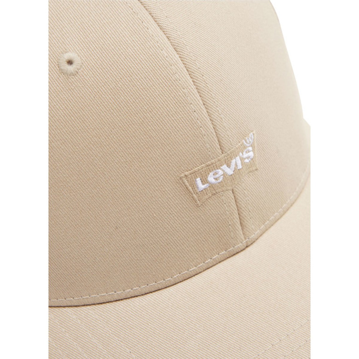 Casquette en coton beige pourvue d'oeillets d'aération et du nom de la marque beige, LEVI'S