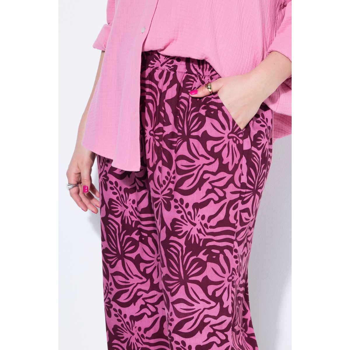 Pantalon jambes larges, imprimé floral baie d'été, STUDIO UNTOLD