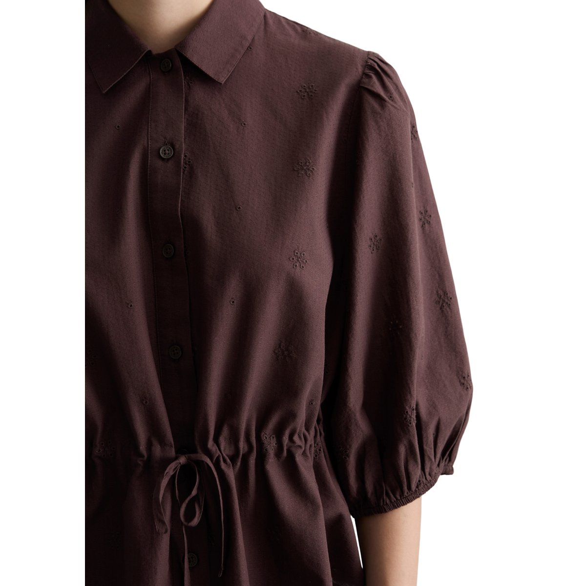 Blouse anglaise Broderie régulière en pur coton bio rouge foncé, MARC O’POLO DENIM