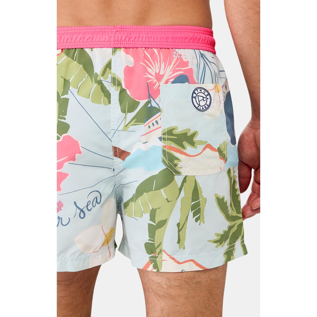 Short de bain en polyester recyclé Arthur Island multicolore, ARTHUR