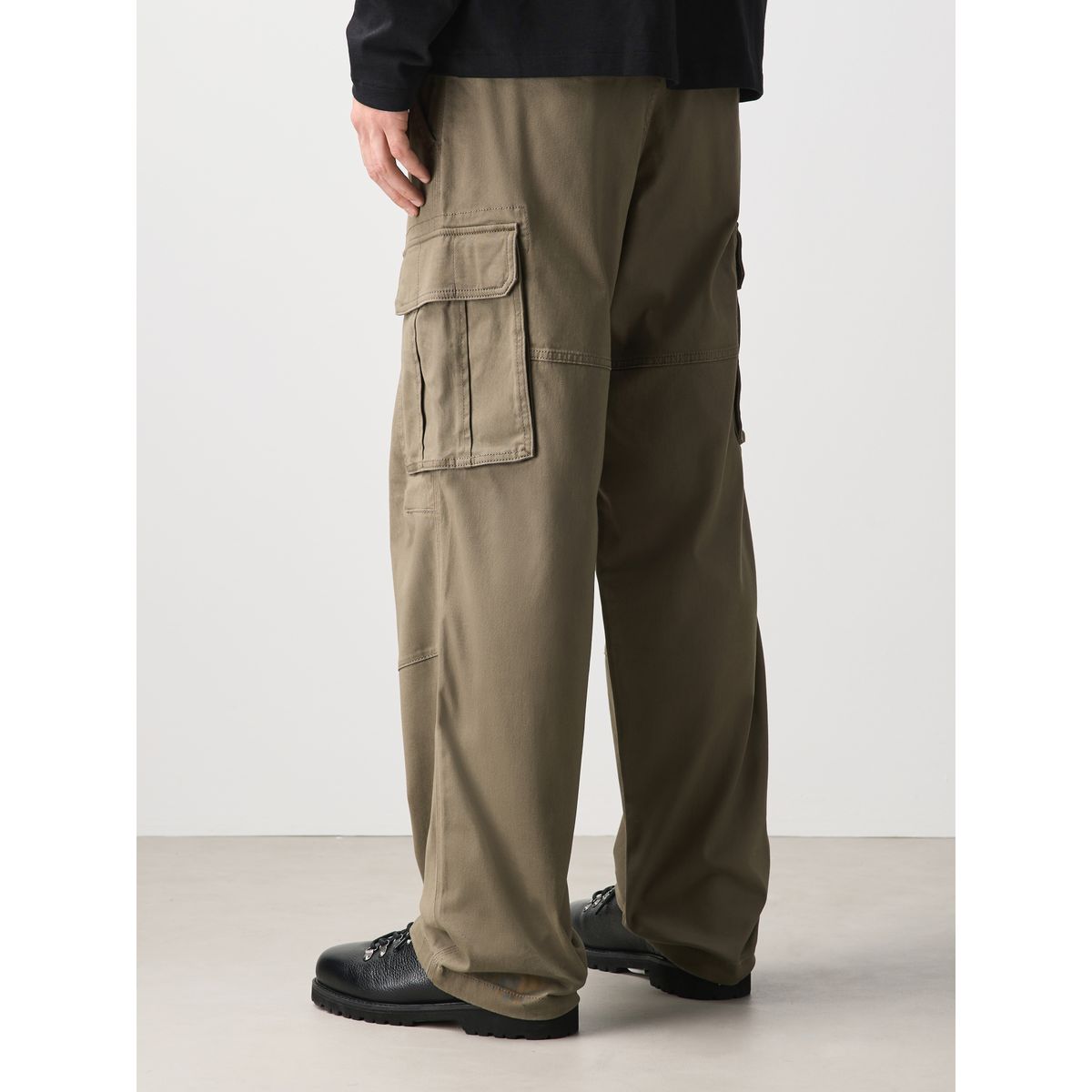 Pantalon cargo stretch en coton marron, NEXT