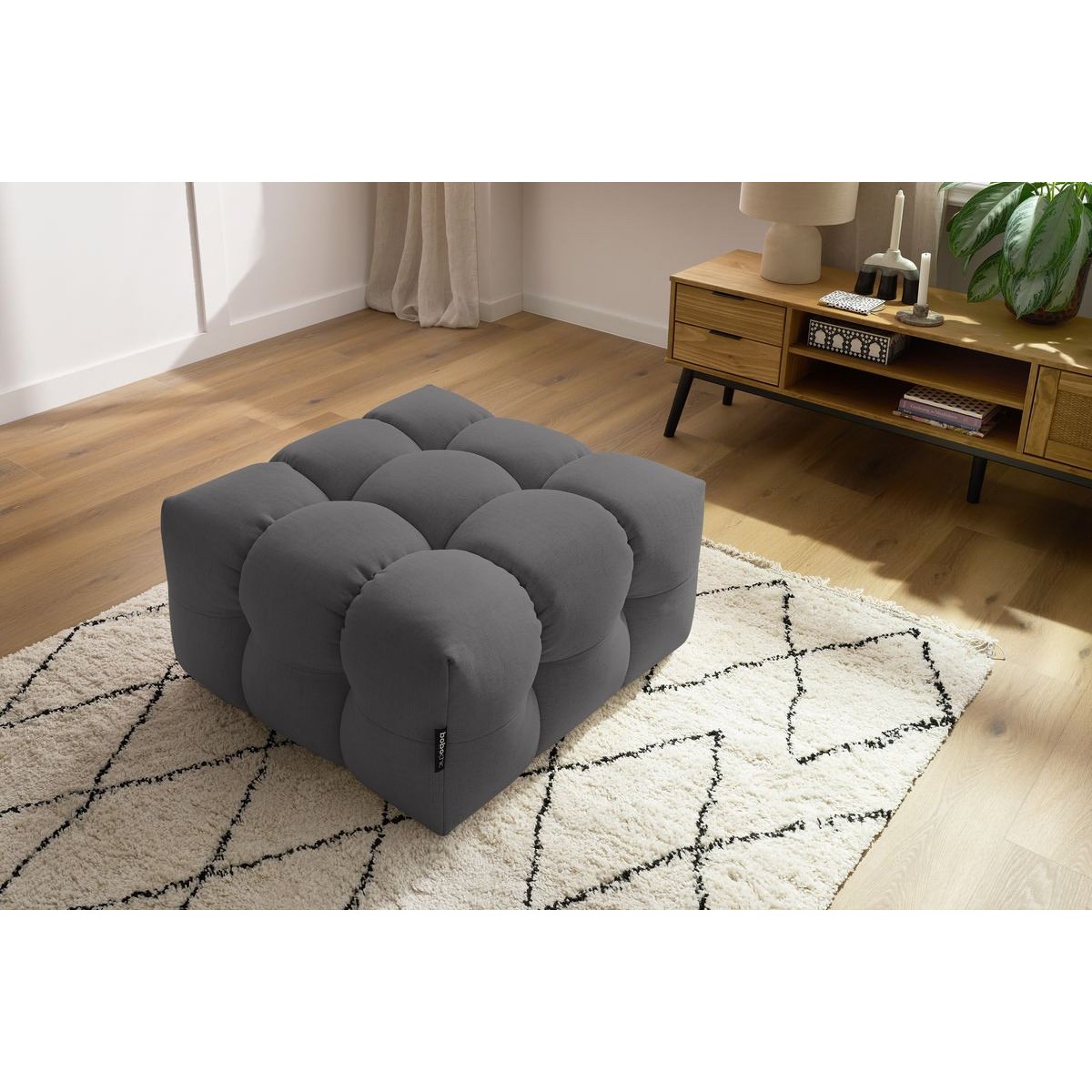 Pouf tissu, CLOUD gris foncé, BOBOCHIC