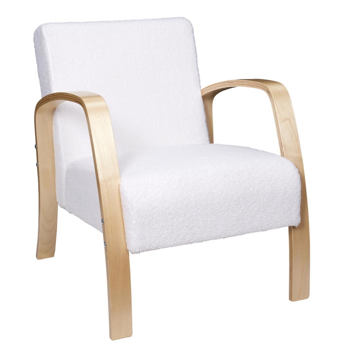 Fauteuil de salon en bouclette HELLA blanc, THE HOME DECO FACTORY