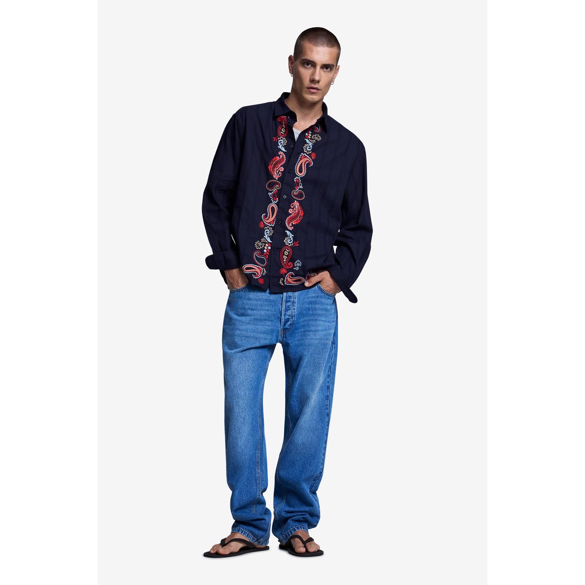 chemise brodée à manches longues noir, DESIGUAL