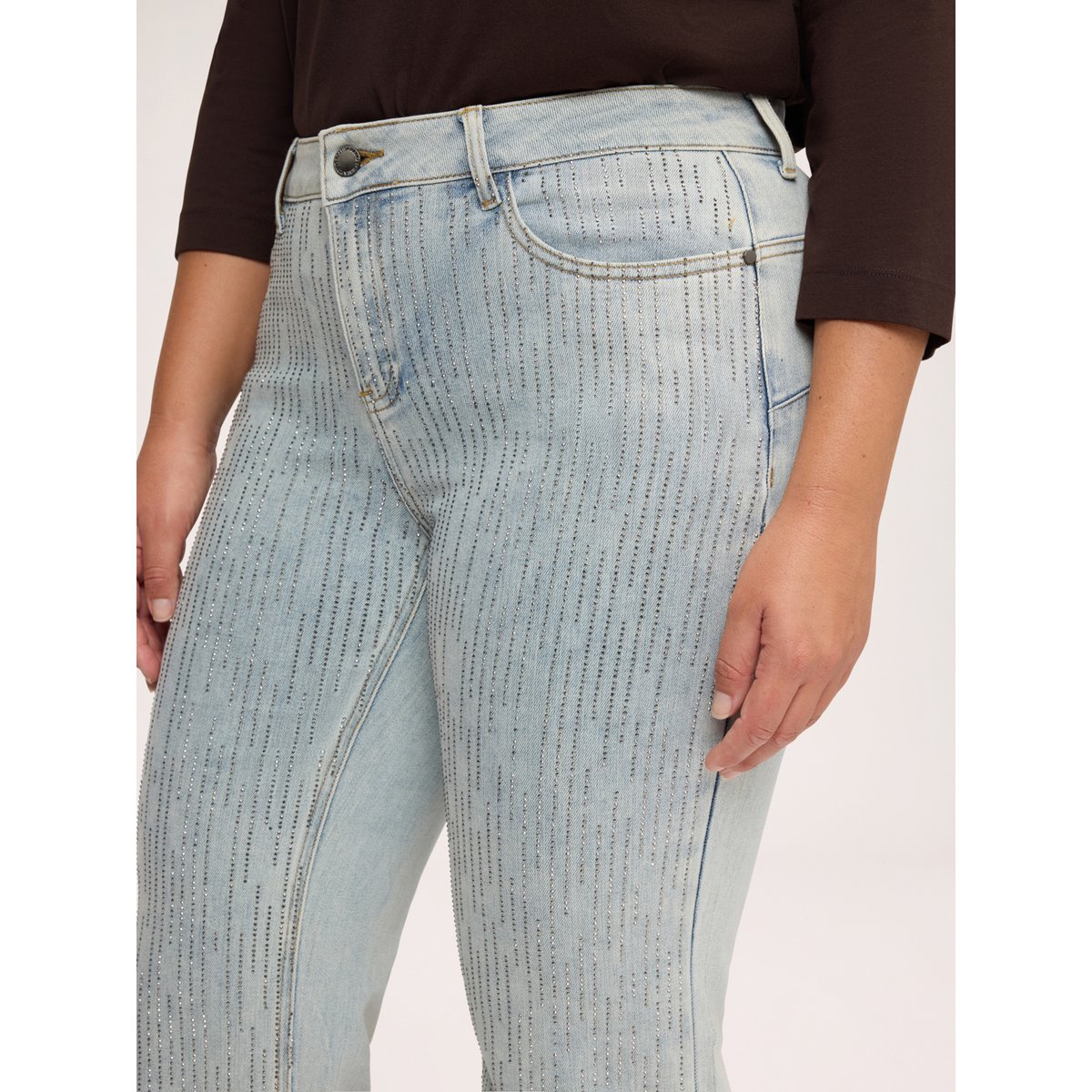 Jean flare avec strass, délavage clair light - blue, FIORELLA RUBINO