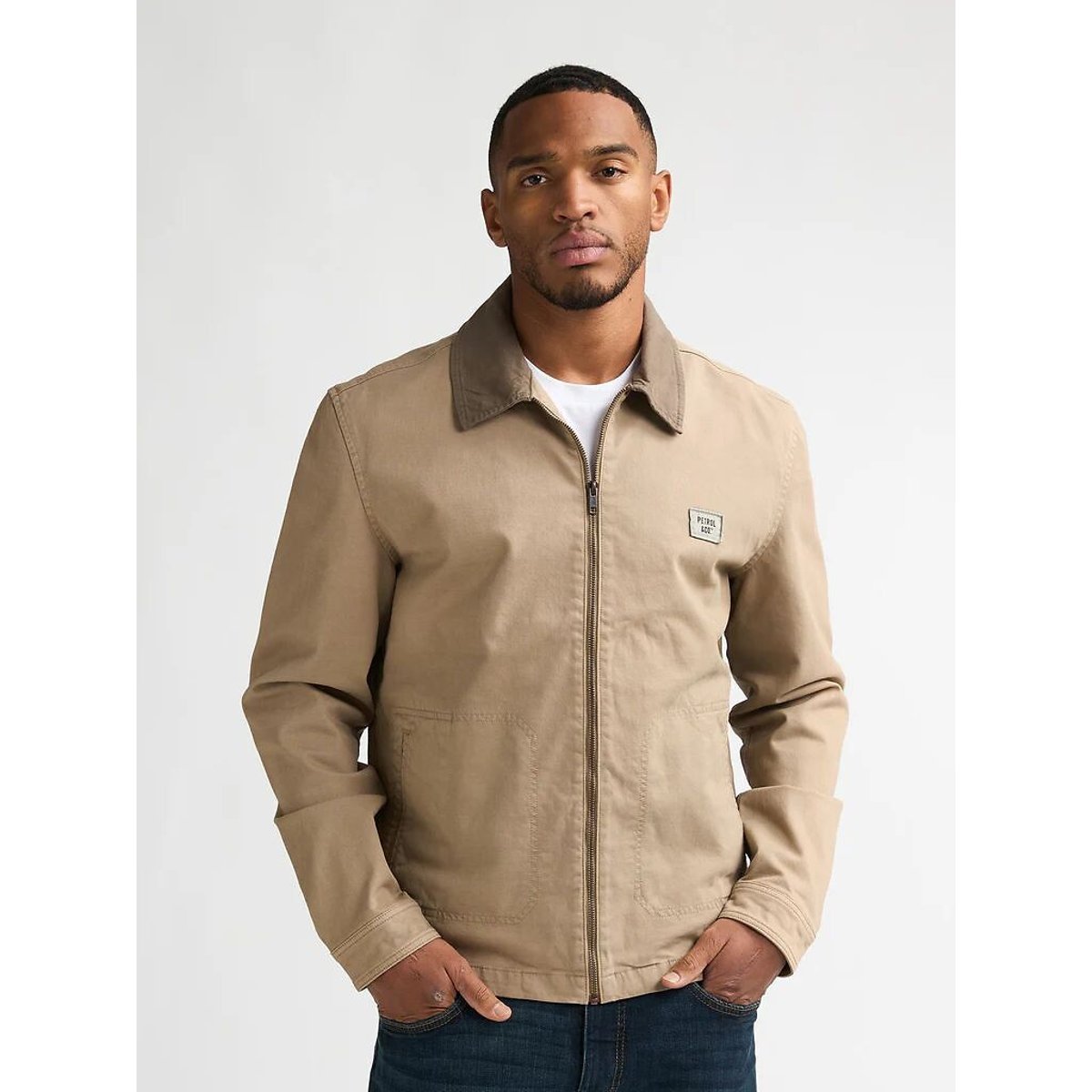 Zip-Up Jacket with Corduroy Collar camel, PETROL INDUSTRIES