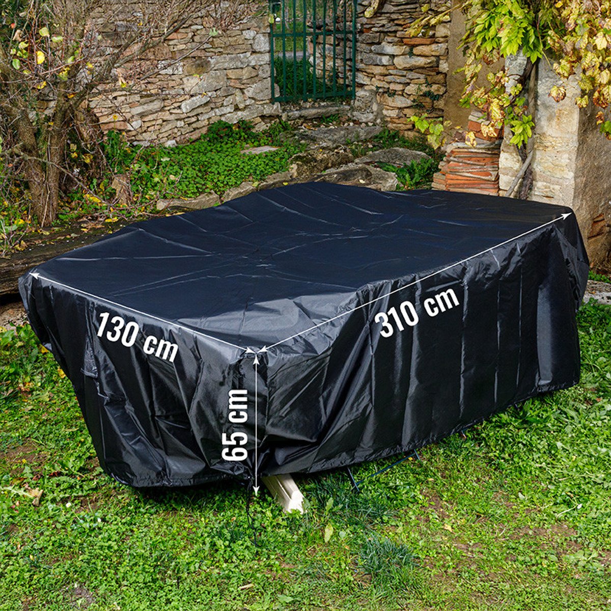 Housse 310 x 130 x 65 cm pour salon de jardin, Housse de salon de jardin Somagic noir, gris, SOMAGIC