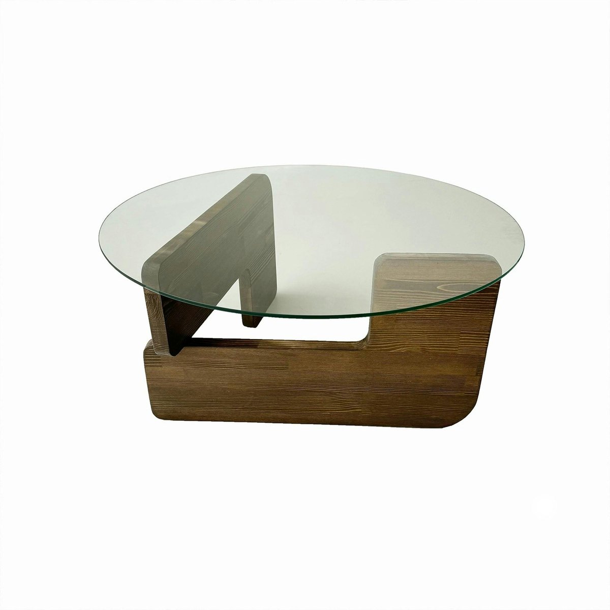 Table basse en verre - pied bois design ANZIO verre - pied brun, PIER IMPORT