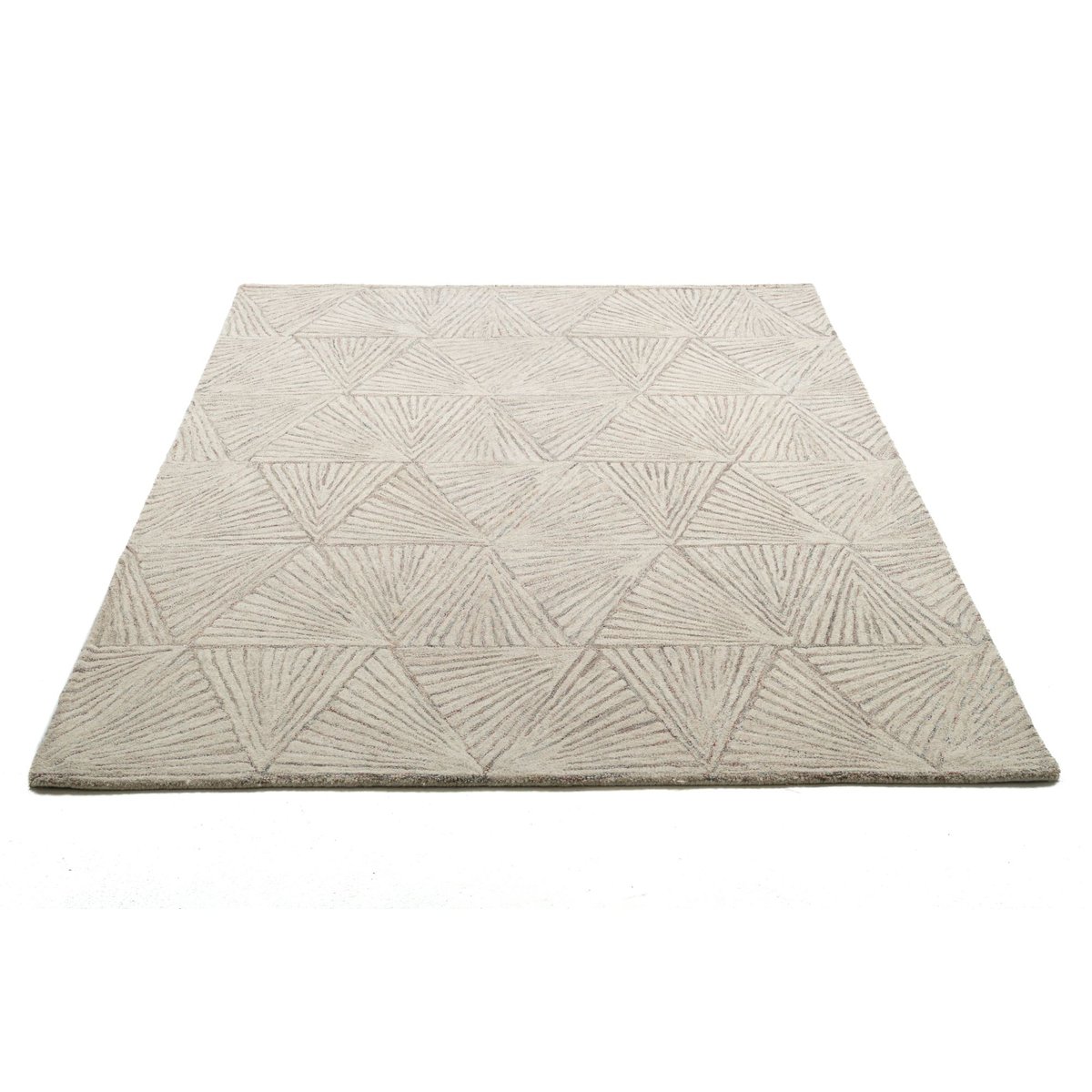 Tapis tufté main en laine vierge et viscose sable, THEKO