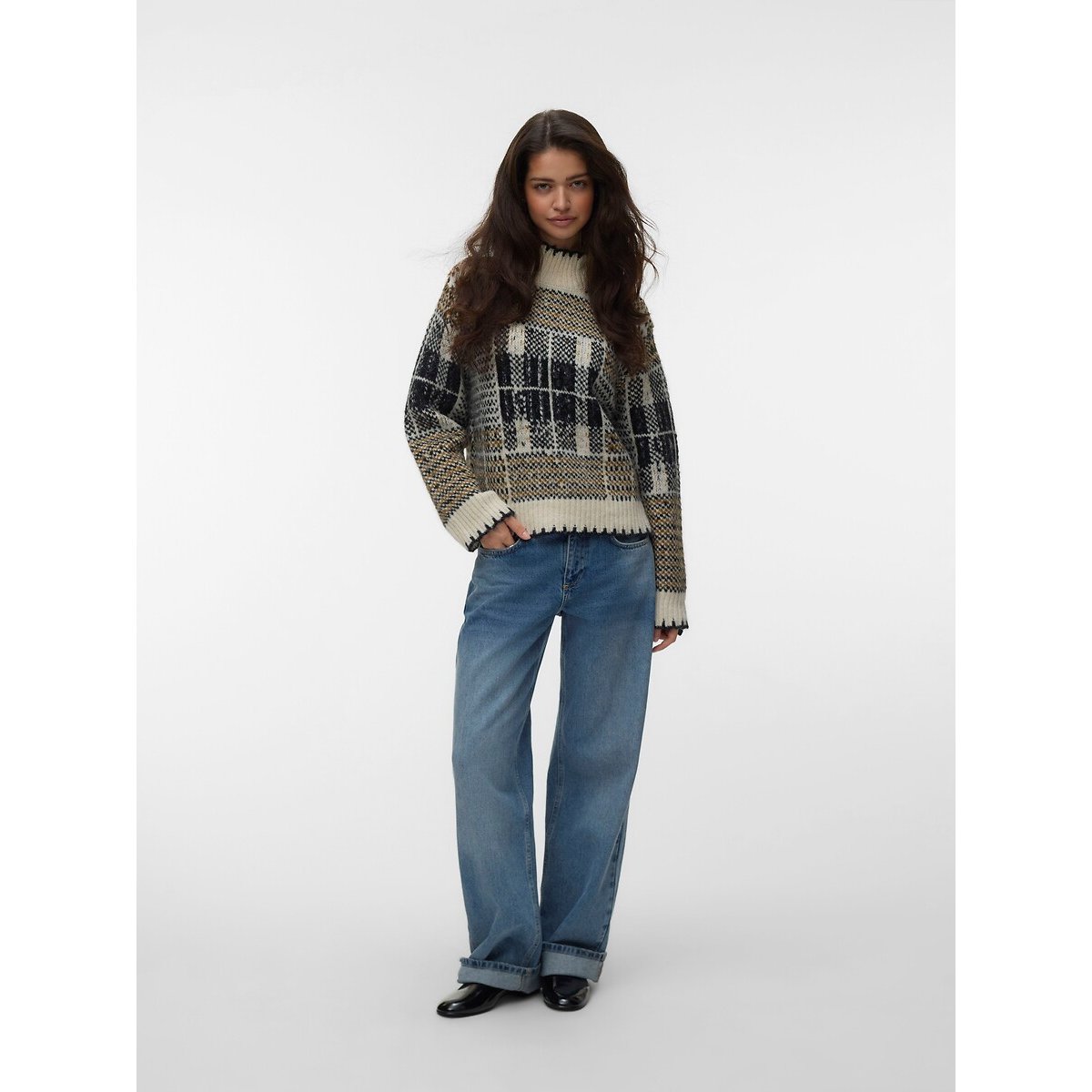Maglione a maniche lunghe fantasia écru, VERO MODA