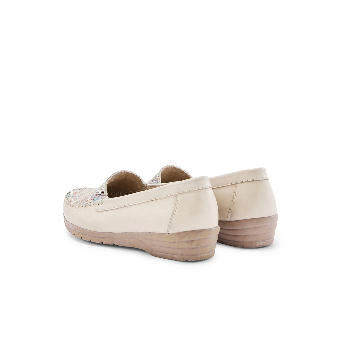 Mocassins grande largeur femme beige, PEDICONFORT