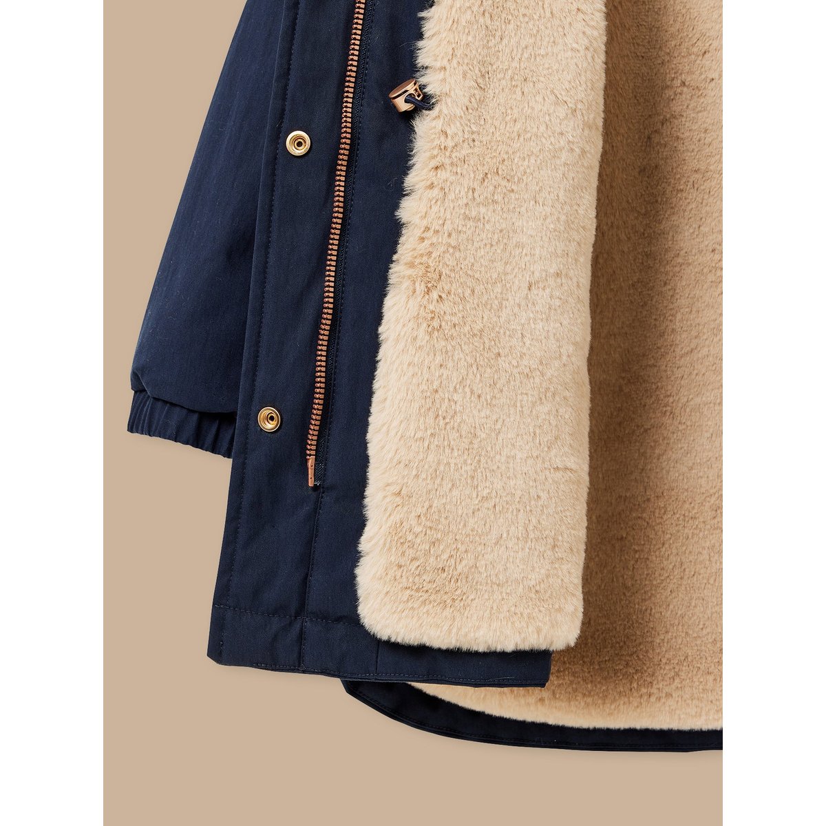 Parka capuche imitation fourrure - Collection JUNIOR marine, CYRILLUS
