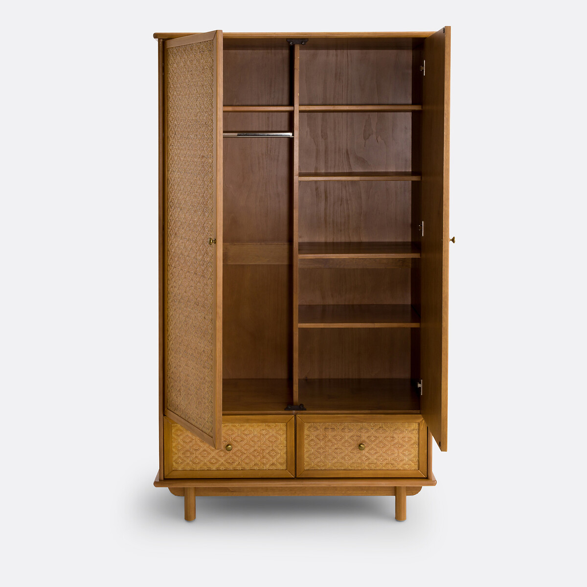 Armoire pin massif et cannage, Orient pin ciré, LA REDOUTE INTERIEURS