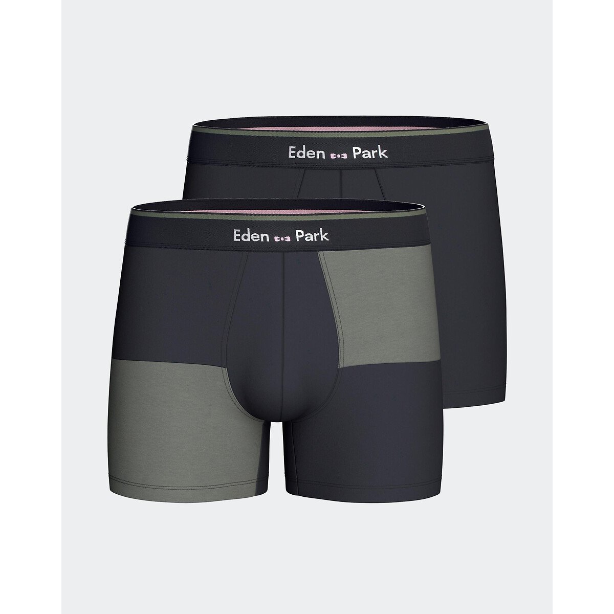 Lot de 2 boxers bleu marine + kaki, EDEN PARK