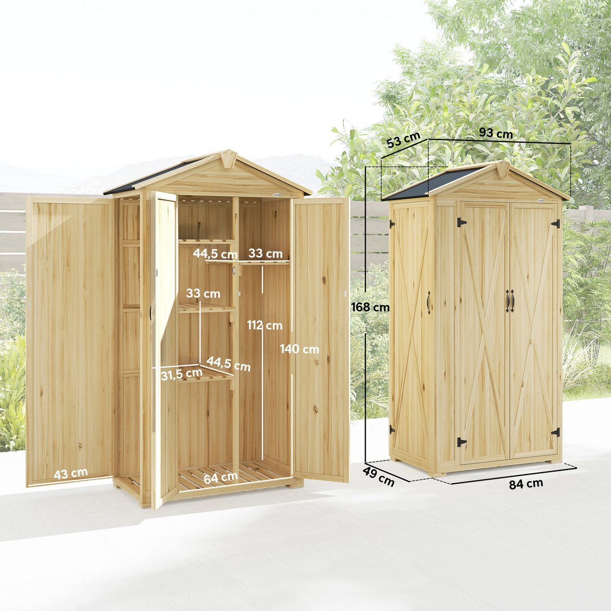 Abri de jardin Bois de sapin Bois naturel bois naturel, OUTSUNNY