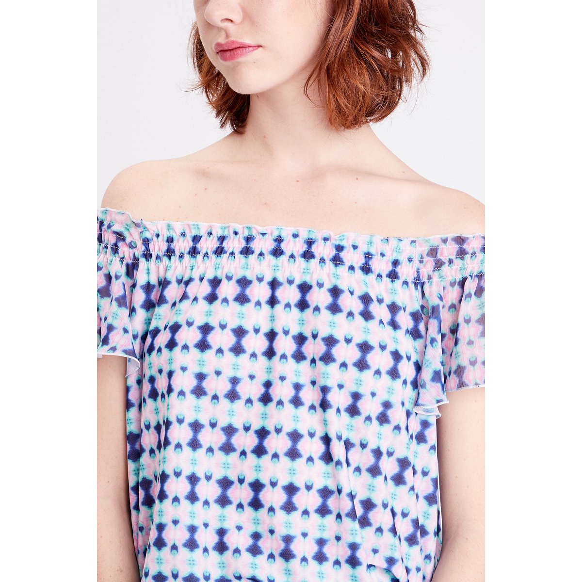 T-shirt manches courtes smocké bleu foncé, CACHE CACHE
