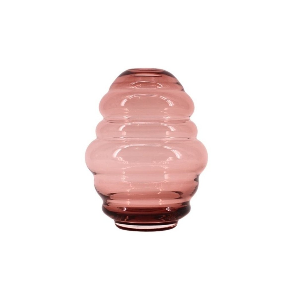 Vase anneaux en verre fait main, H21cm rose, DECOSTAR