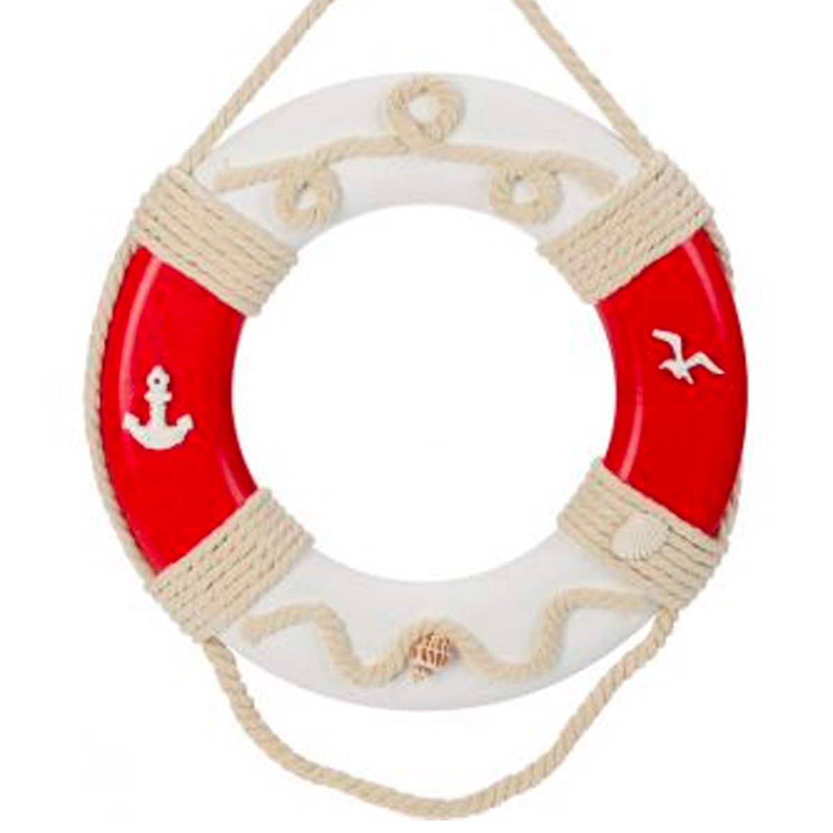 Décoration murale bouée en bois rouge et blanc 30cm rouge, WADIGA