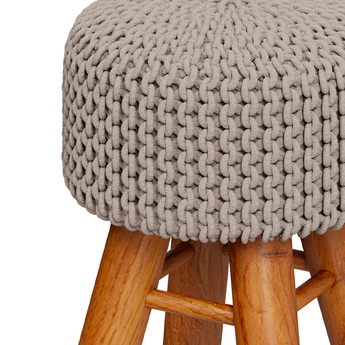Petit tabouret tricot - LISA gris clair, MAISON PAVANE