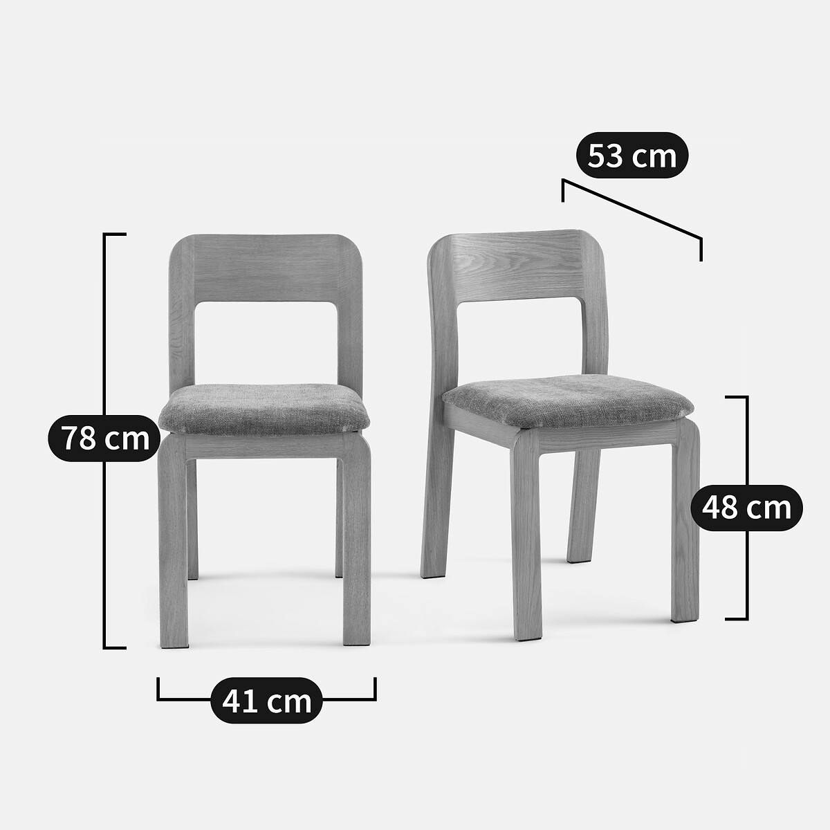 Set van 2 massief eiken gestoffeerde stoelen Talet eik/brons, LA REDOUTE INTERIEURS