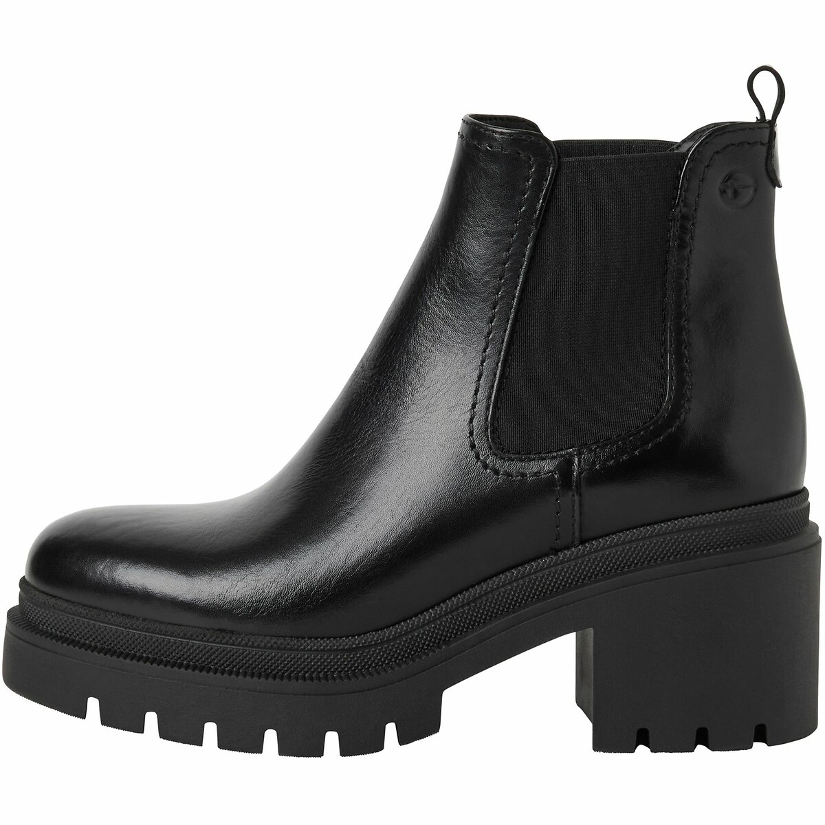 Boots chunky en cuir noir, TAMARIS