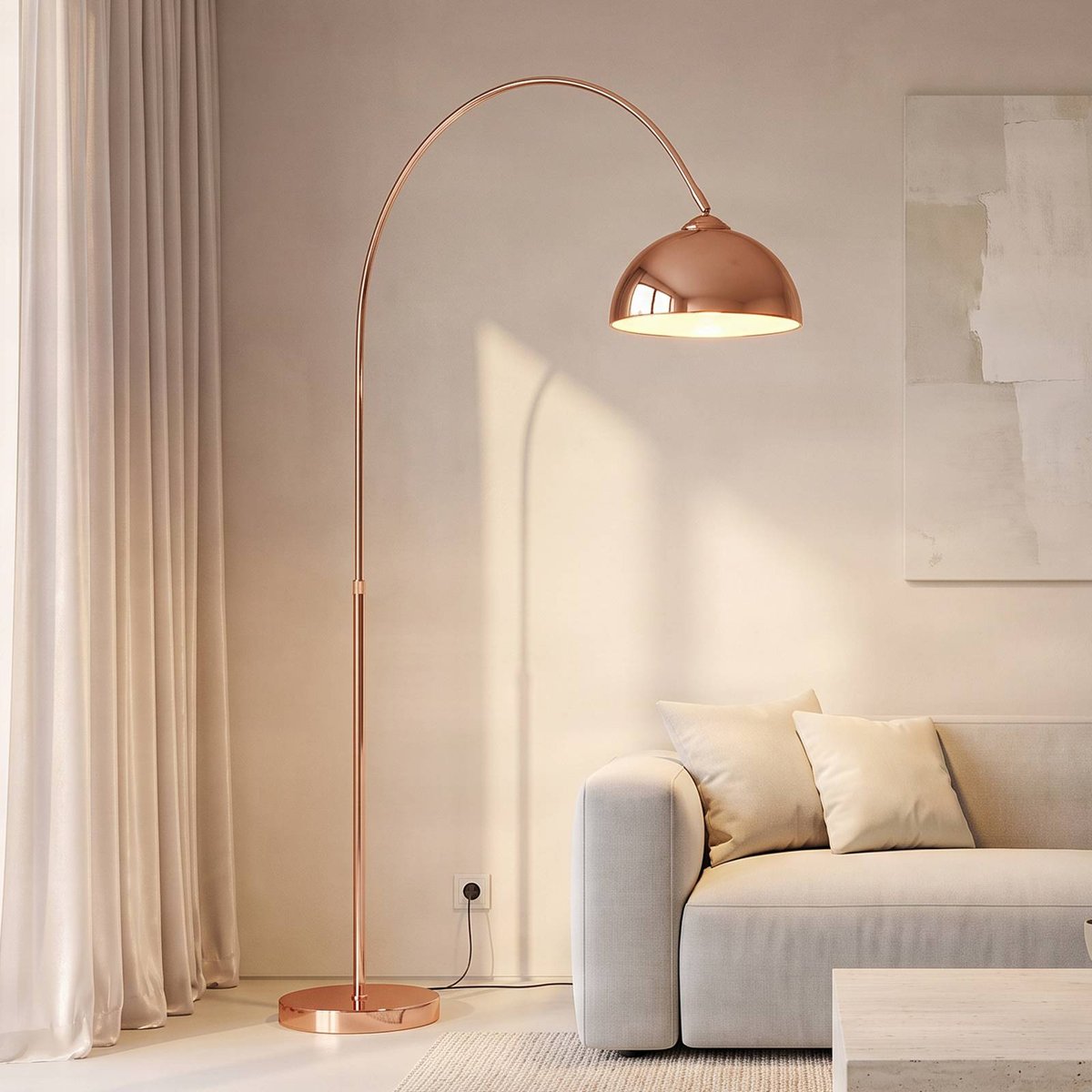 Lampadaire en métal moderne, Lennart cuivre, LINDBY