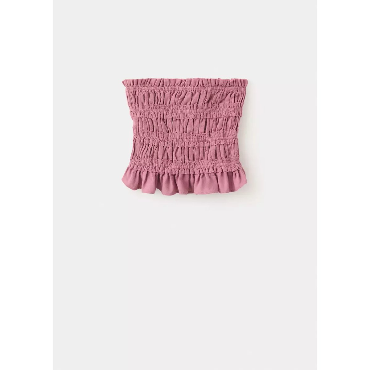 Top bustier froncé rose pastel, MANGO TEEN