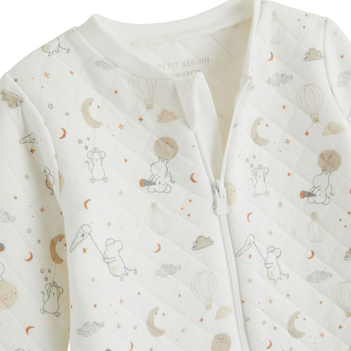 Combinaison bébé en molleton et chaussons Eliah ecru, PETIT BEGUIN