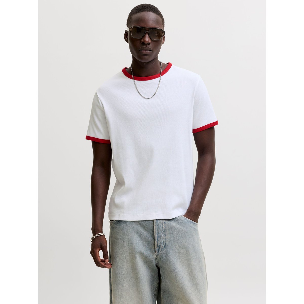T-Shirt bright white 1, JACK & JONES
