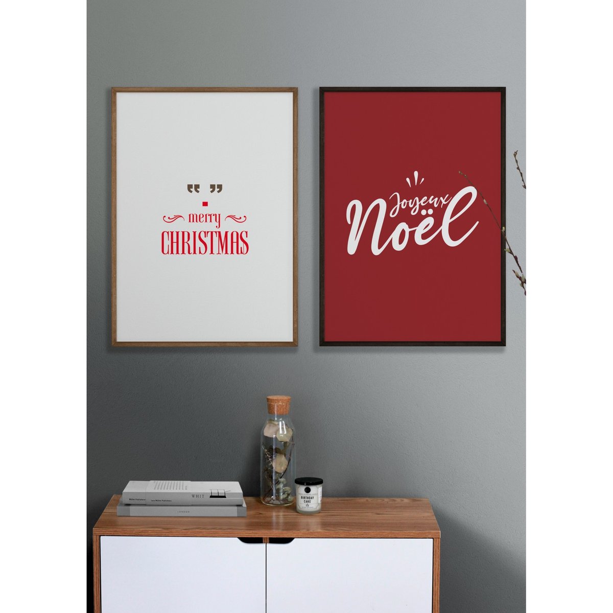 Affiche Joyeux Noël 2 blanc, L'AFFICHERIE