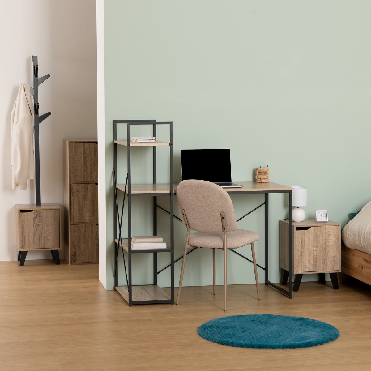 Bureau avec étagères ALIAJ noir, 5FIVE SIMPLY SMART