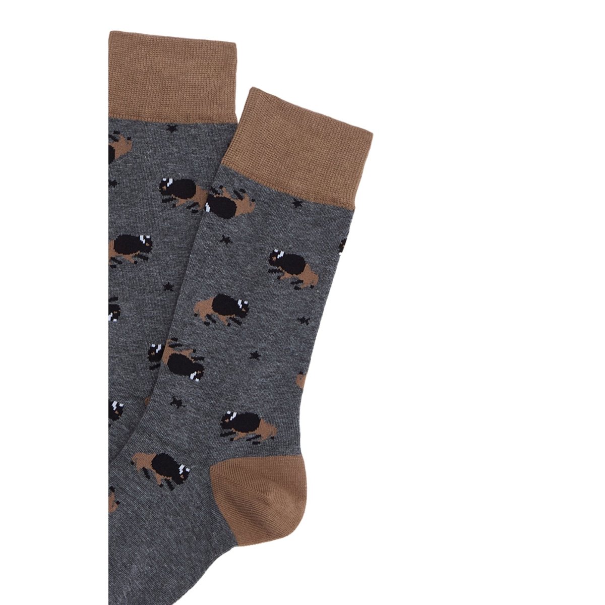 Chaussettes en coton imprimé En Plaine Nuit Gris Made in France gris, ARTHUR