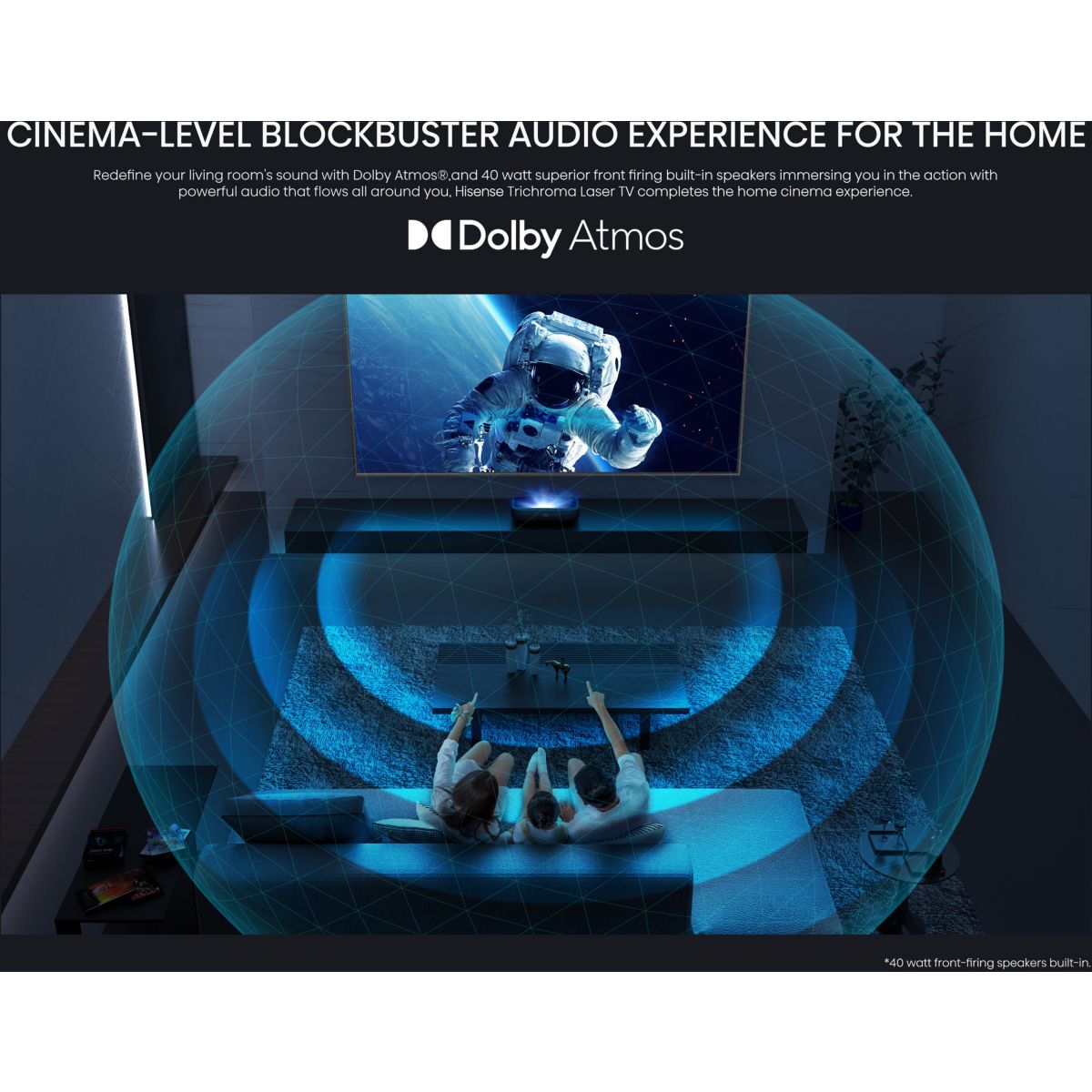 Vidéoprojecteur home cinéma 100L9HD Laser TV + écran ALR FRESNEL noir, HISENSE