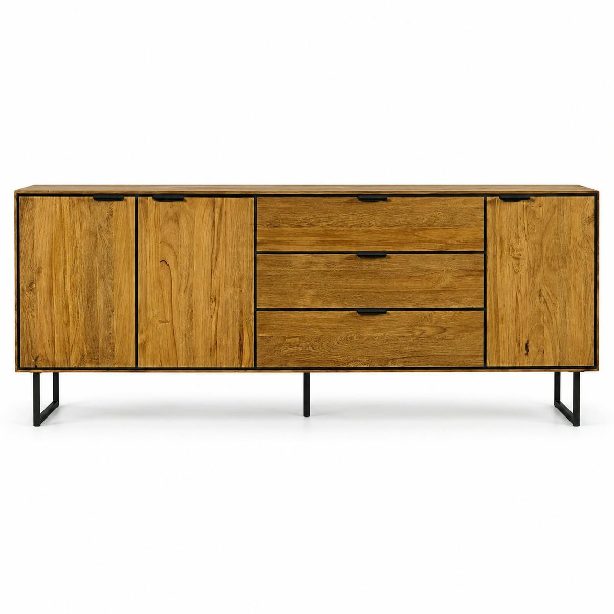 Buffet en teck recyclé 3 portes DEPOK bois naturel, PIER IMPORT
