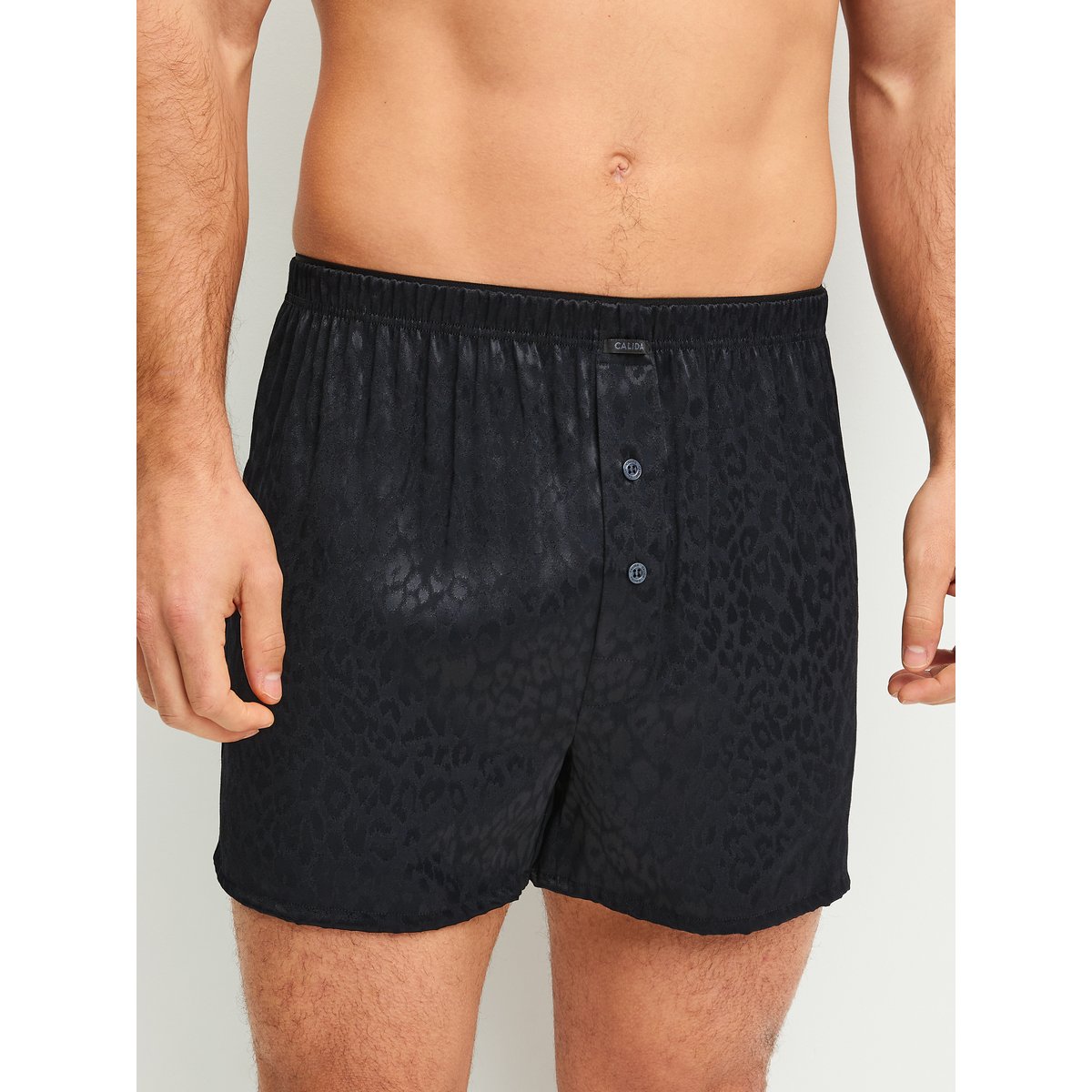 Boxer avec ouverture Viscose WOVEN JACQUARD noir, CALIDA